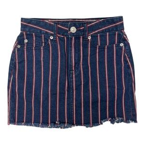 AMERICAN EAGLE High Rise Striped Denim Skirt Blue/Red/White Women’s US Sz 00